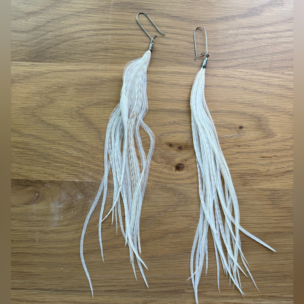 White Feather Earrings
